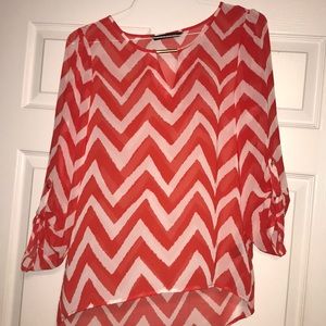 Orange and white chevron blouse